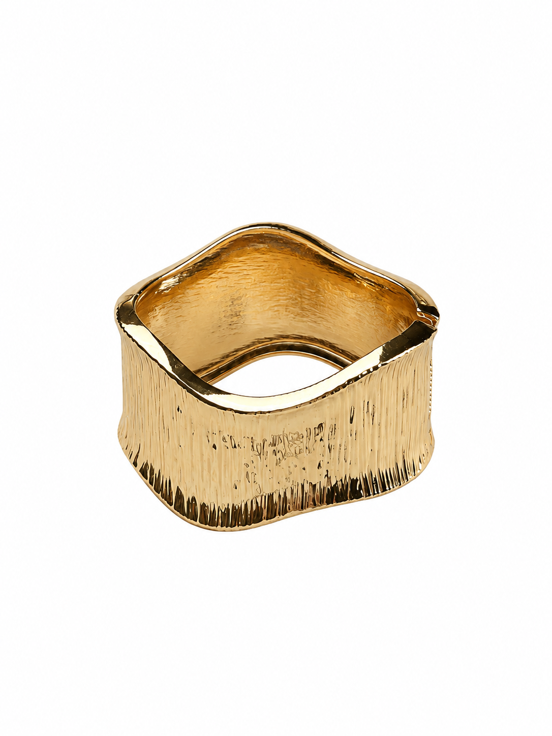 Dalga Form Dokulu Gold Kelepçe Bileklik