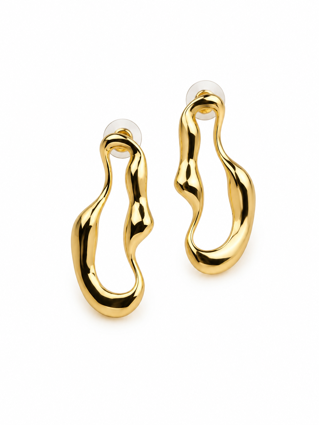 Dalga Formlu Gold Küpe