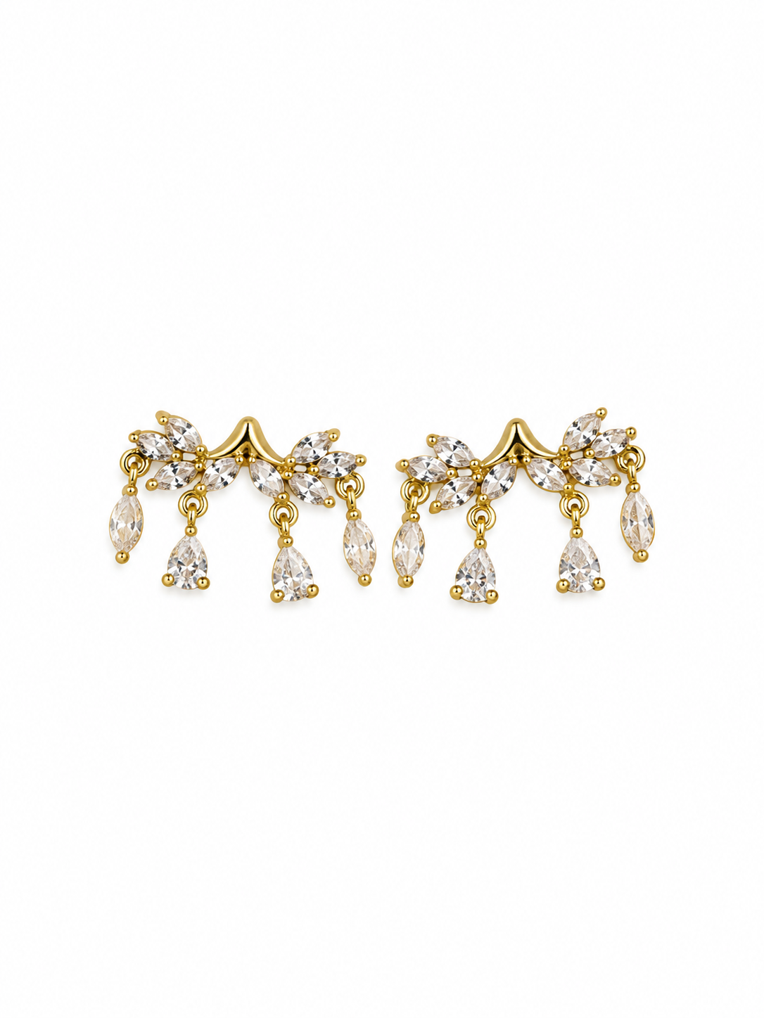 Damla Taşlı Gold Küpe