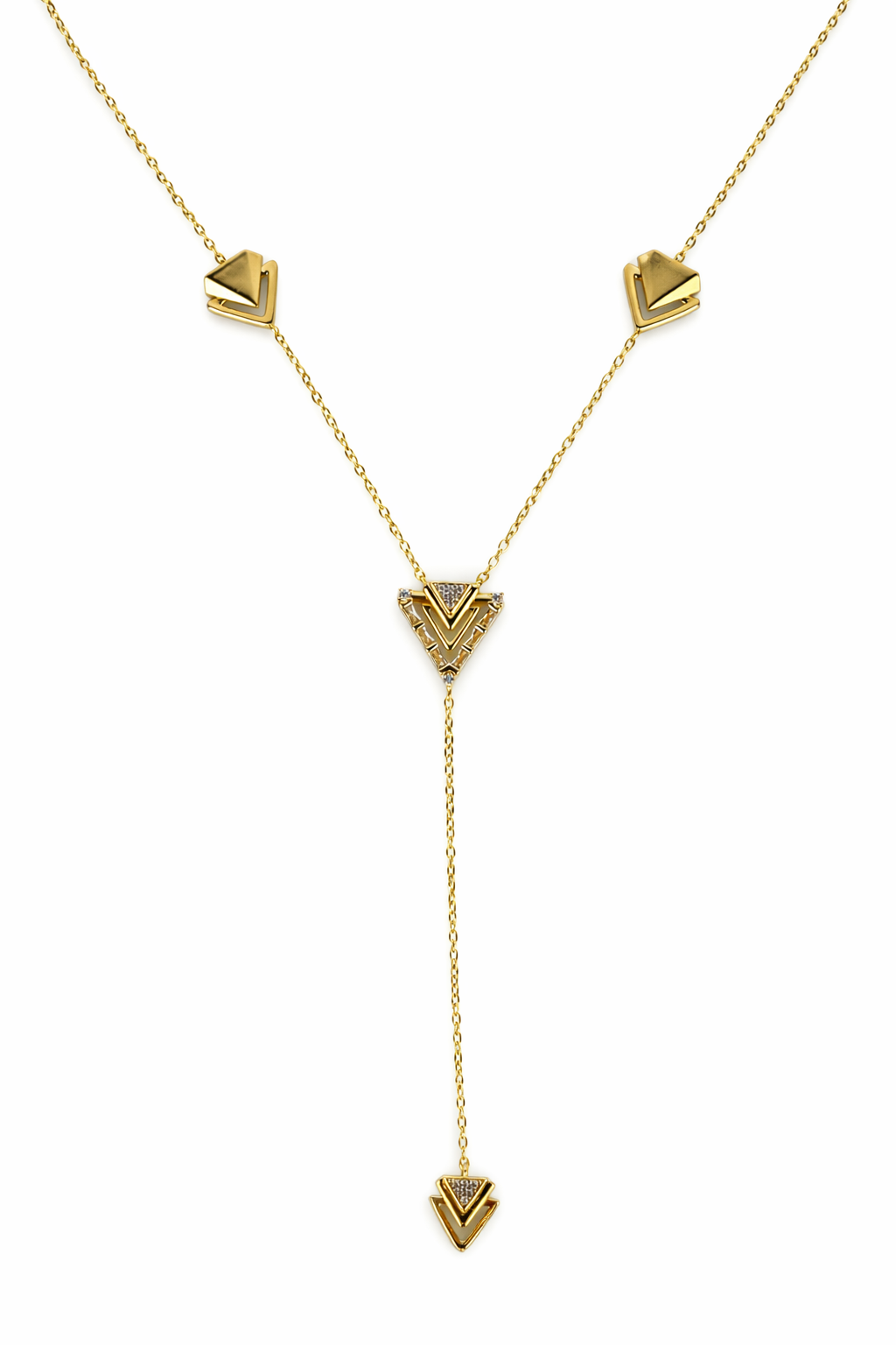 Geometrik Figürlü Taşlı Y Kolye