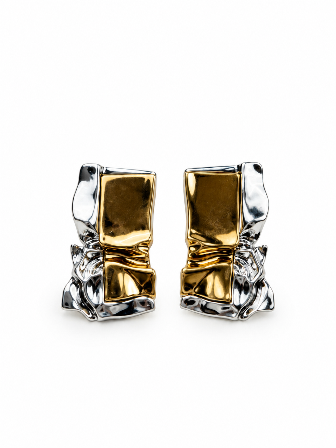 Geometrik Formlu Gold Silver Küpe