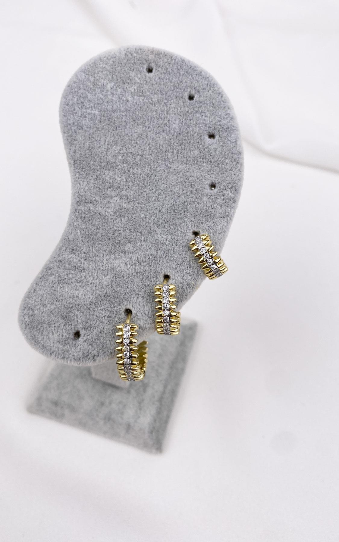 Geometrik Zirkon Taşlı Gold Gümüş Set Halka Küpe