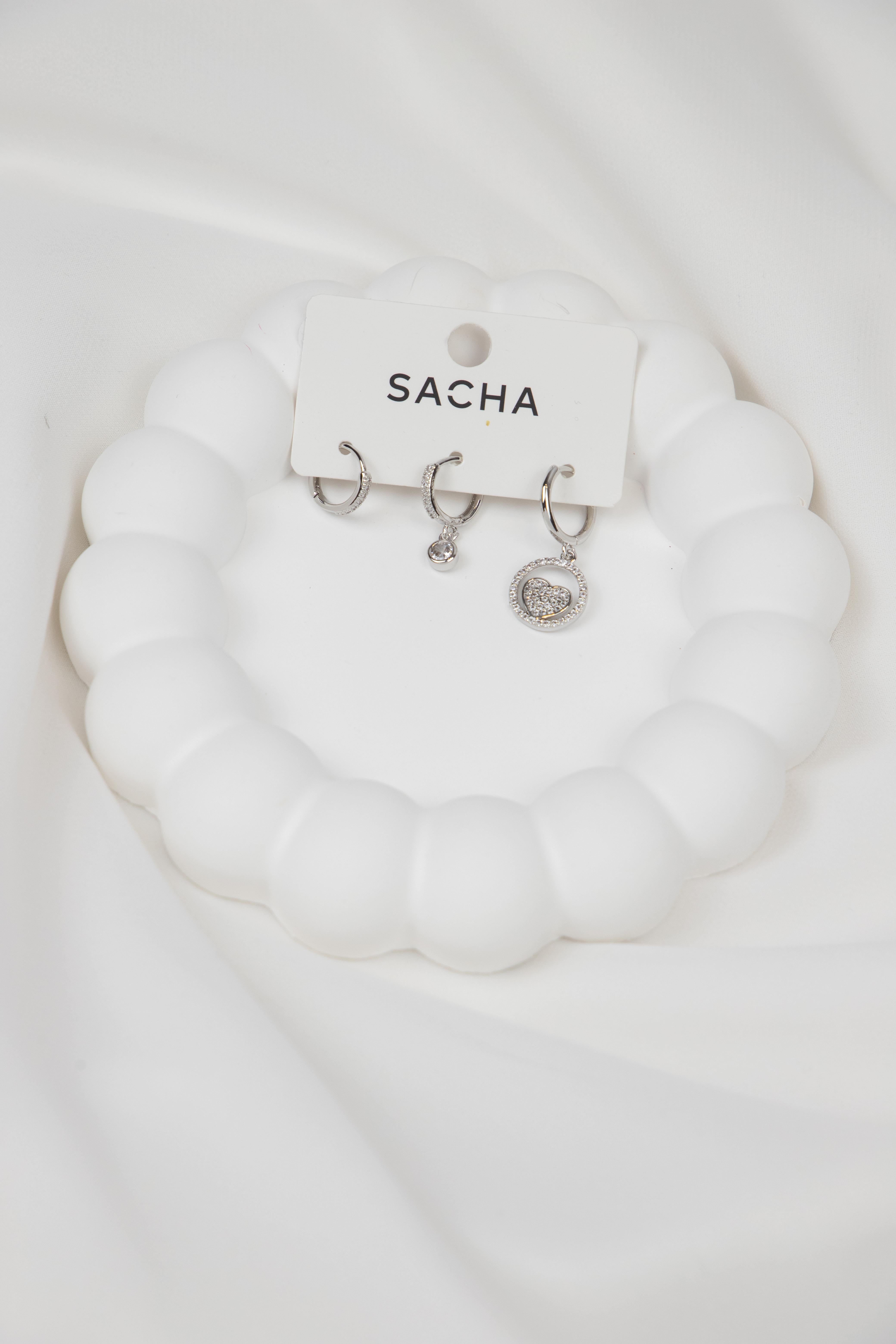 Kalp Figürlü Gümüş Set Küpe