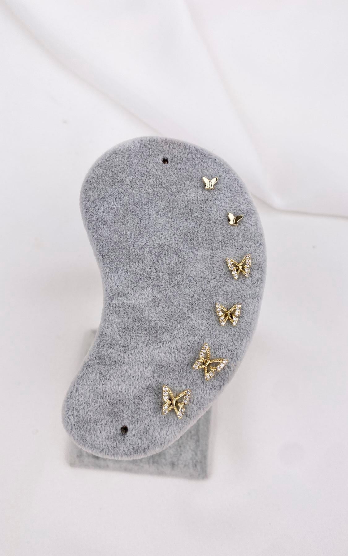 Kelebek Figürlü Gold Set Küpe