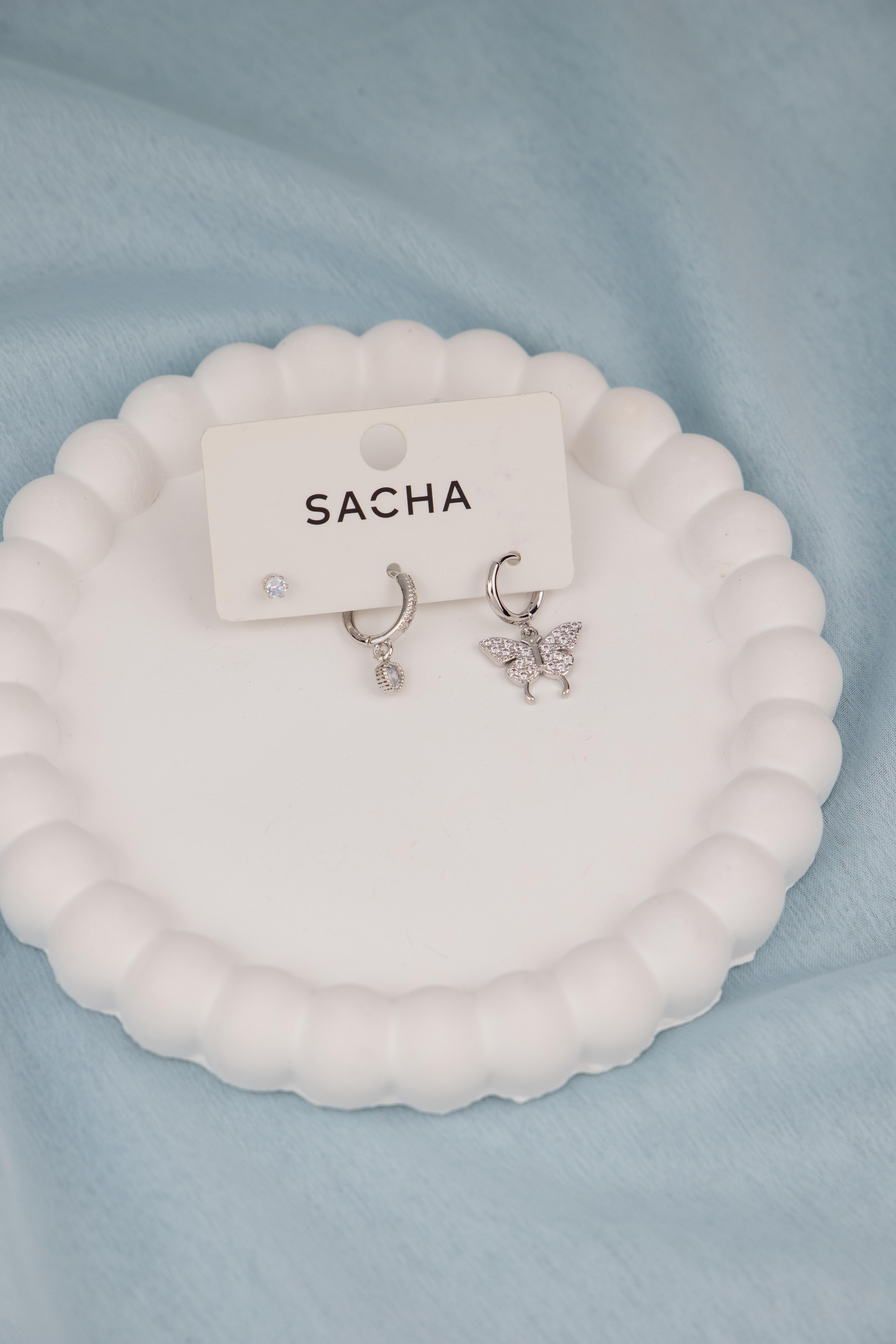 Kelebek Figürlü Gümüş Set Küpe