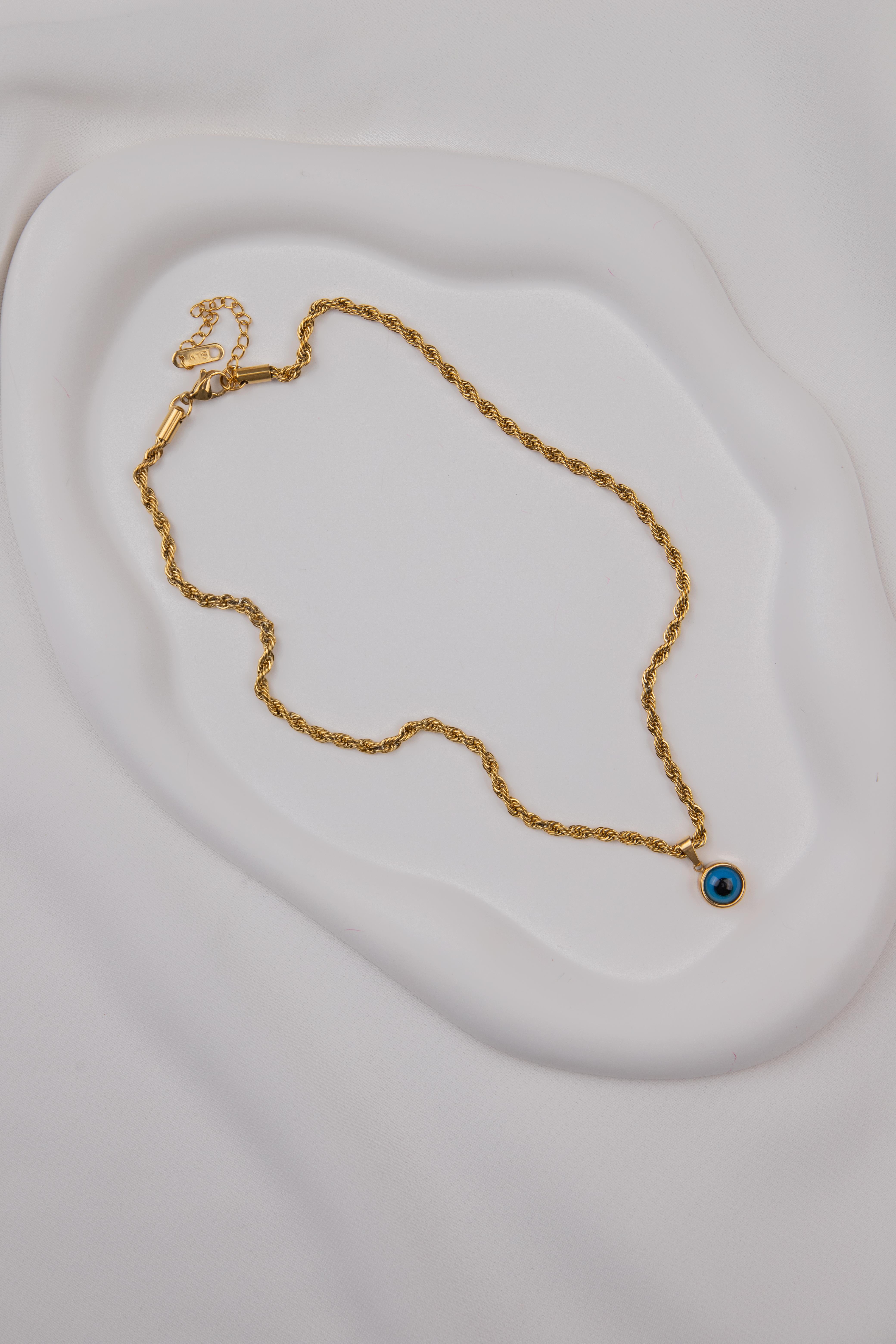 Nazarlı Burgu Zincir Gold Çelik Kolye