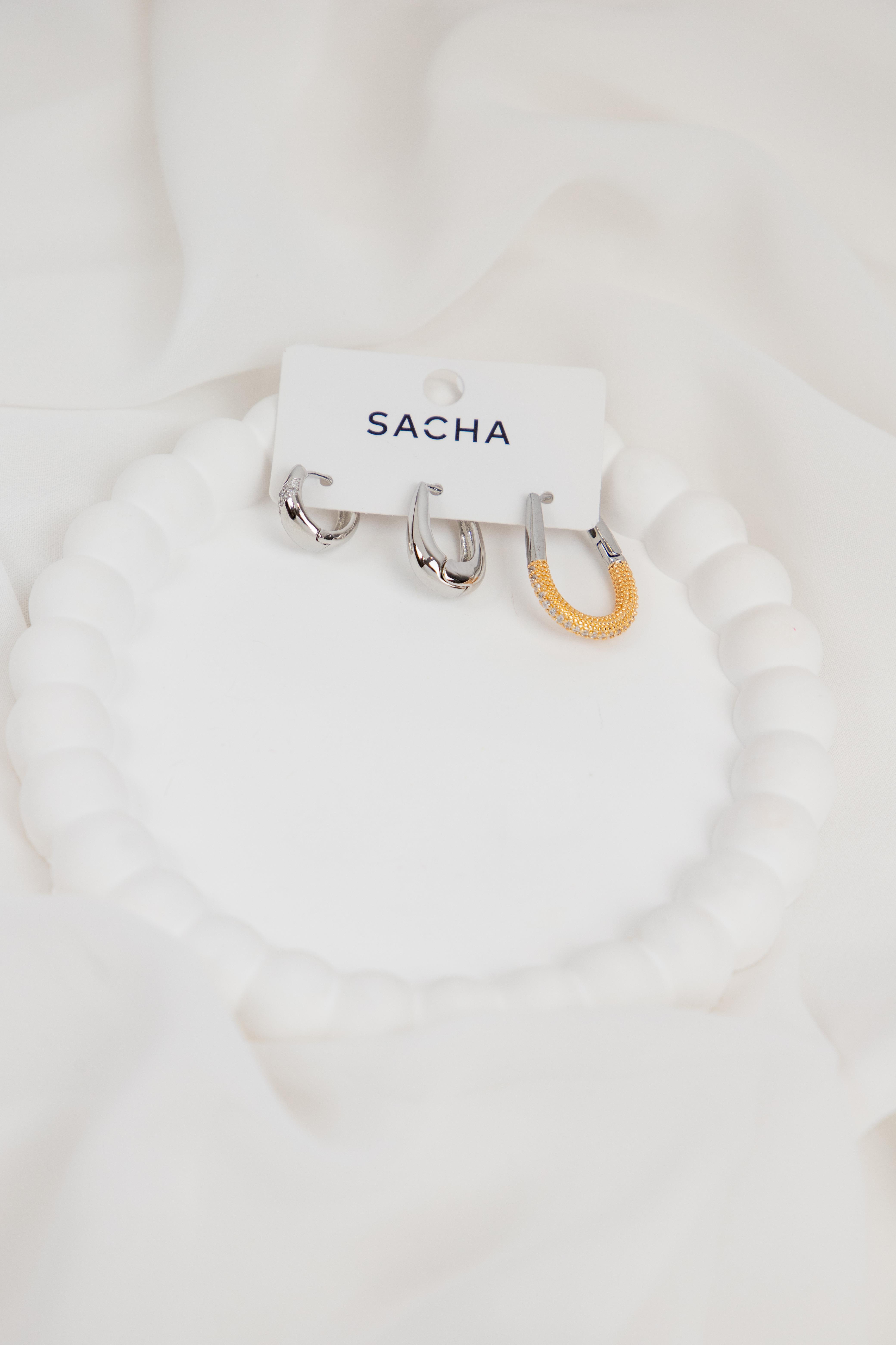 Oval Formlu Gümüş Set Küpe