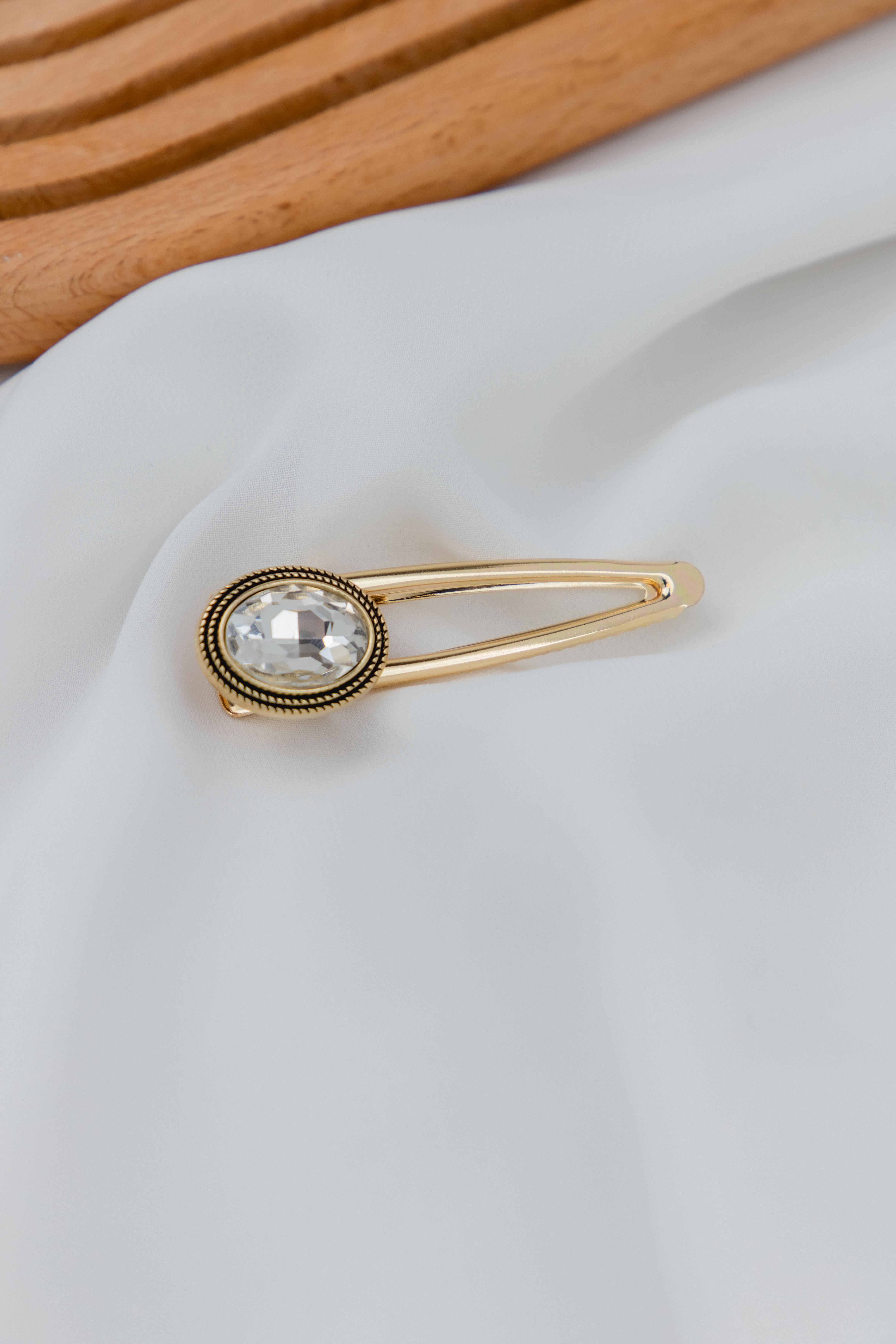 Oval Taşlı Gold Metal Pens Toka