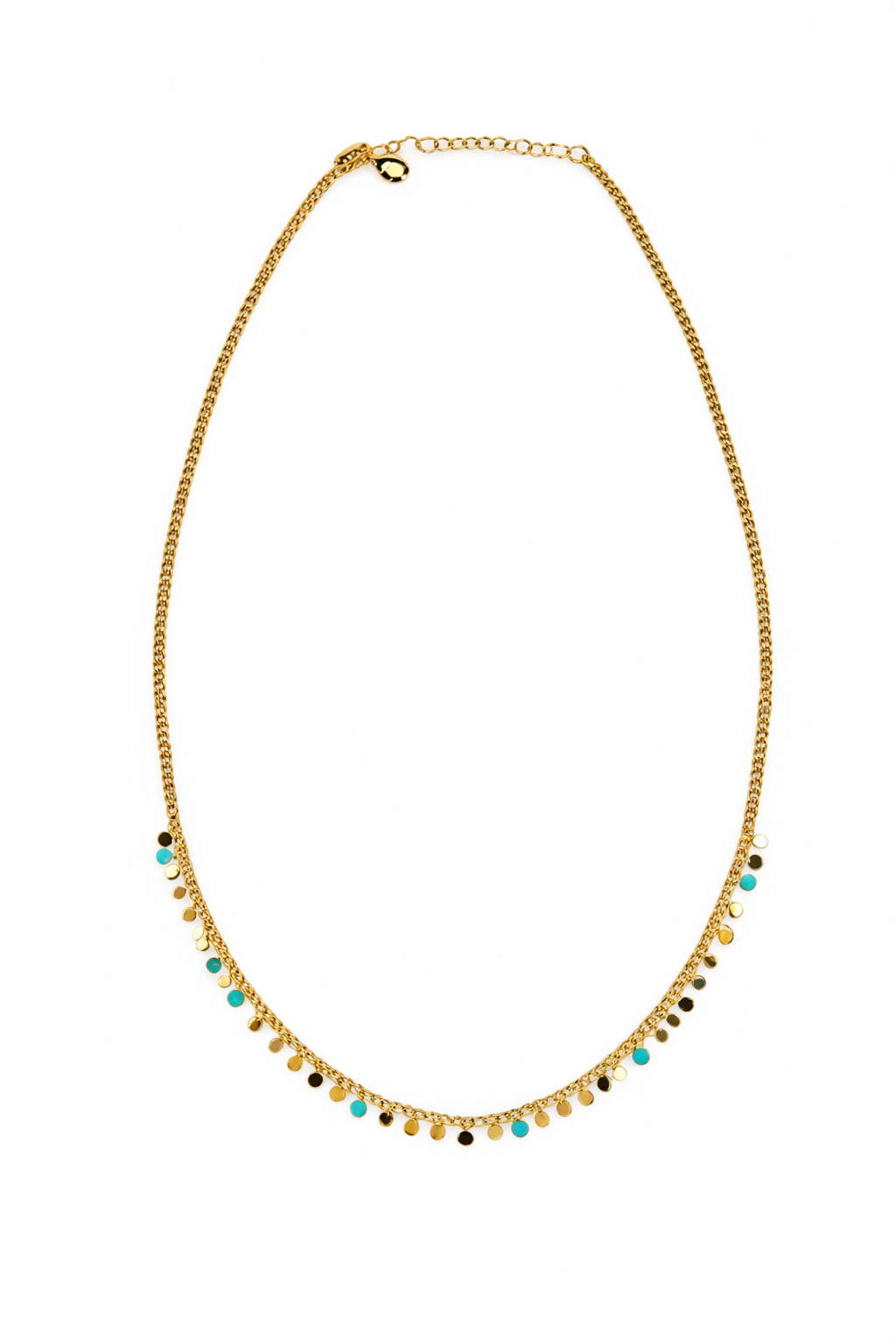 Pul ve Mavi Mine Sıralı Kolye