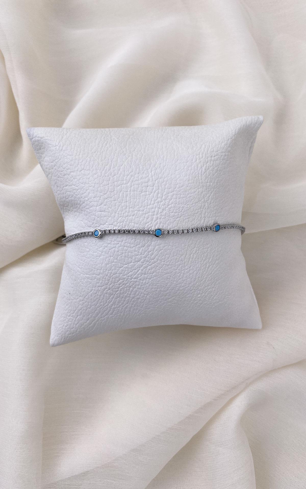 Turkuaz Taş Detaylı Gümüş Bileklik