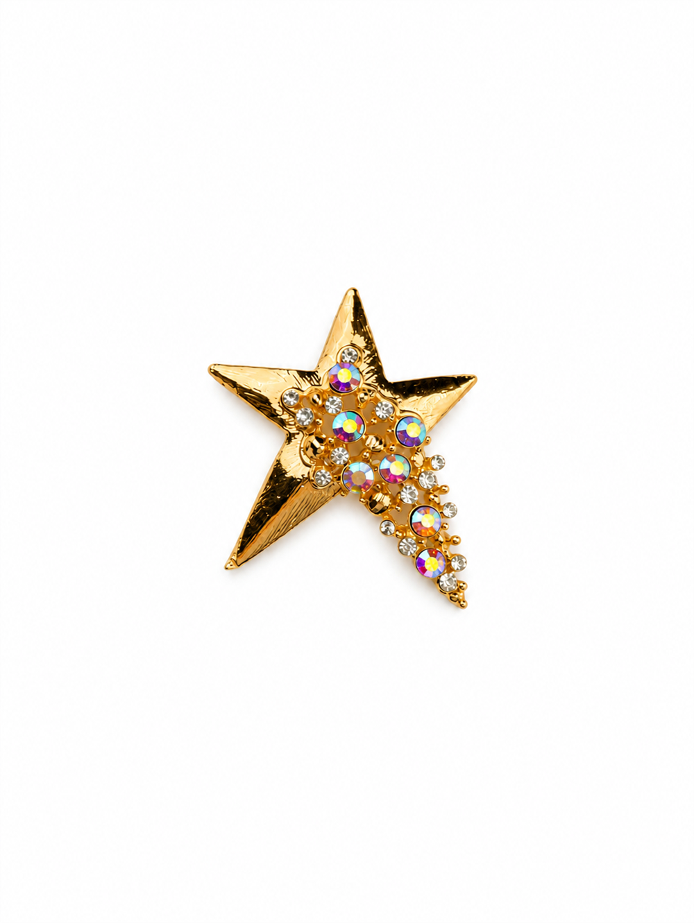 Yıldız Figürlü Taşlı Gold Broş