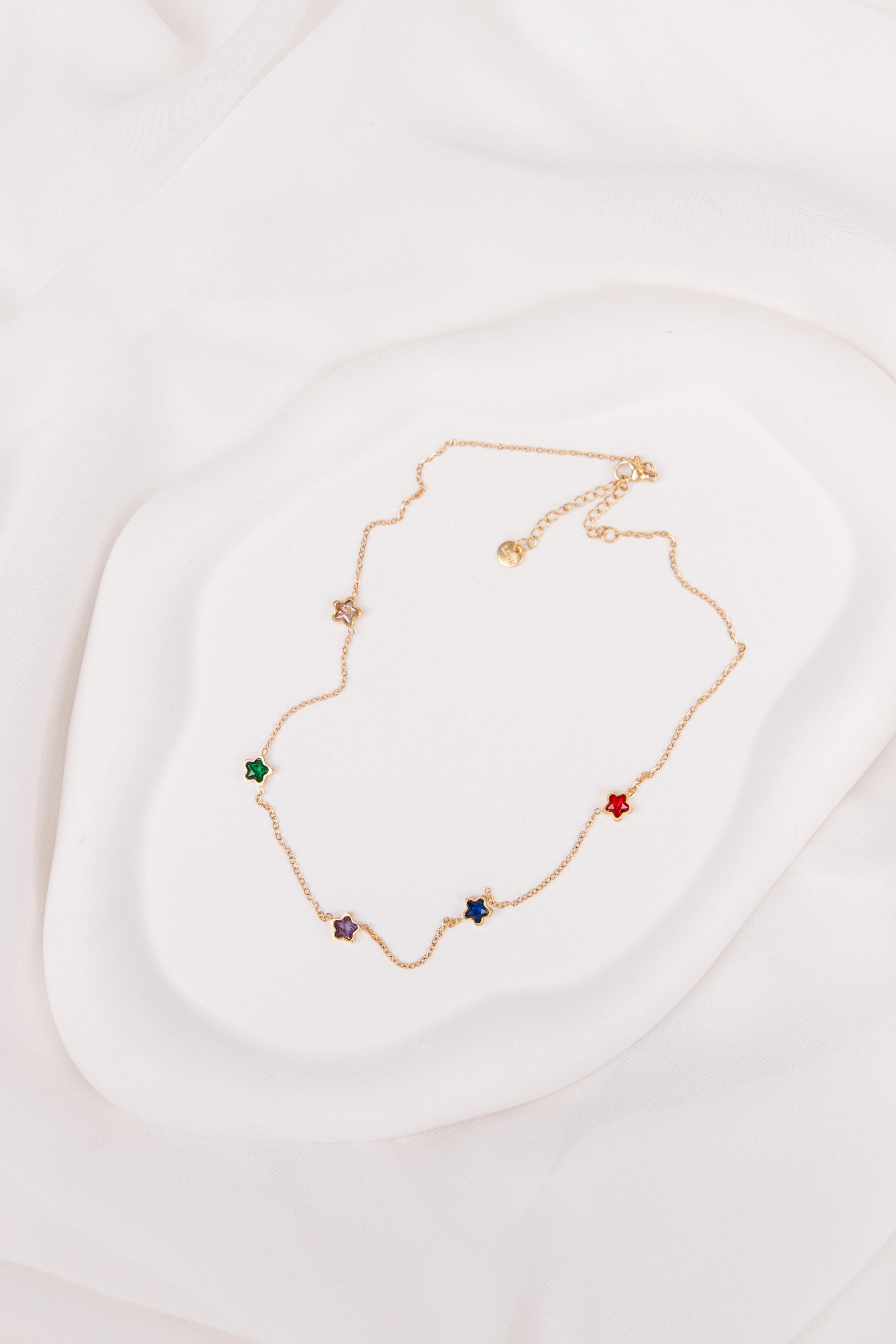 Yıldız Sıralı Gold Çelik Kolye