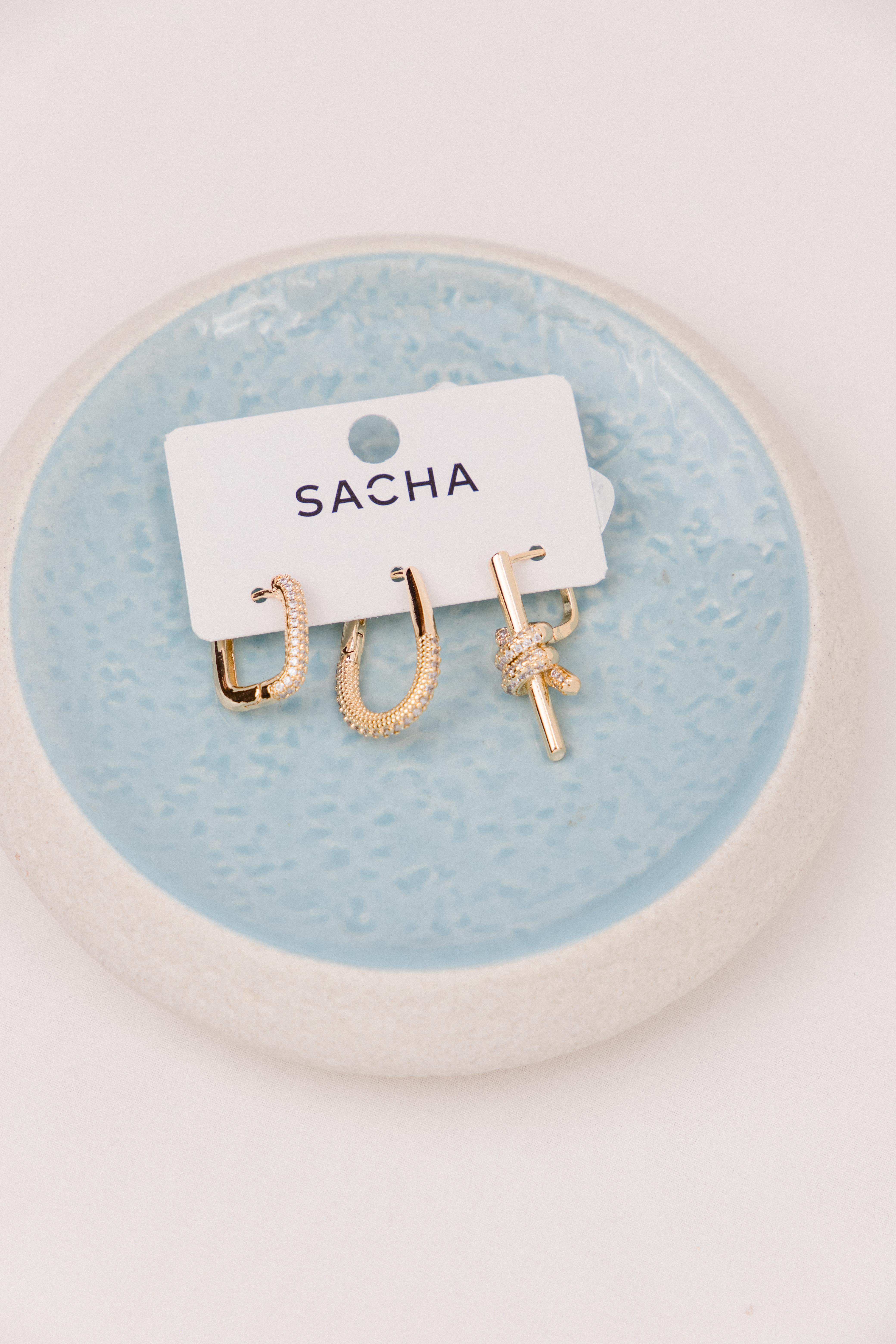 Zirkon Taşlı Burgu Detaylı Gold Set Küpe