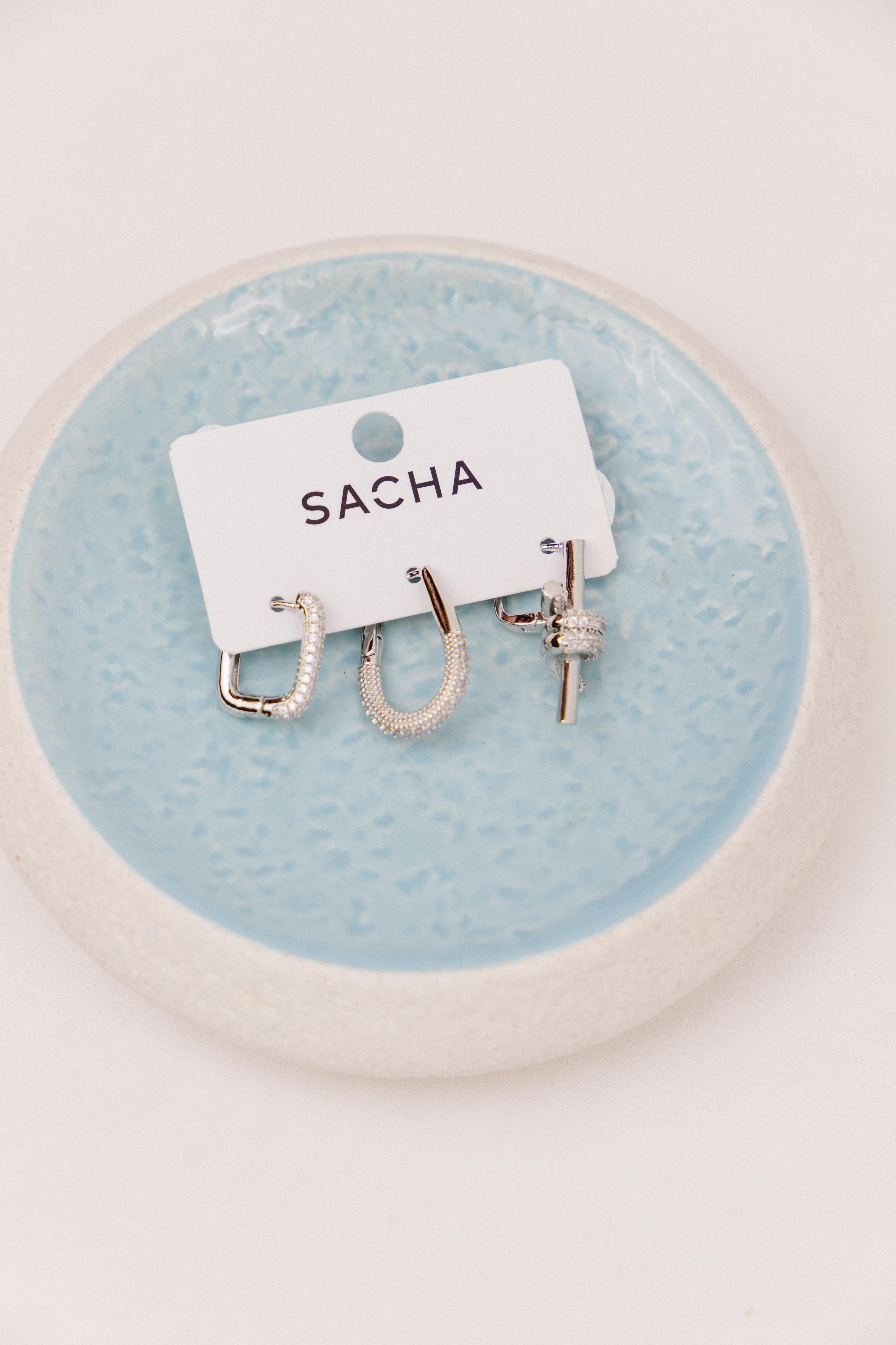 Zirkon Taşlı Burgu Detaylı Gümüş Set Küpe