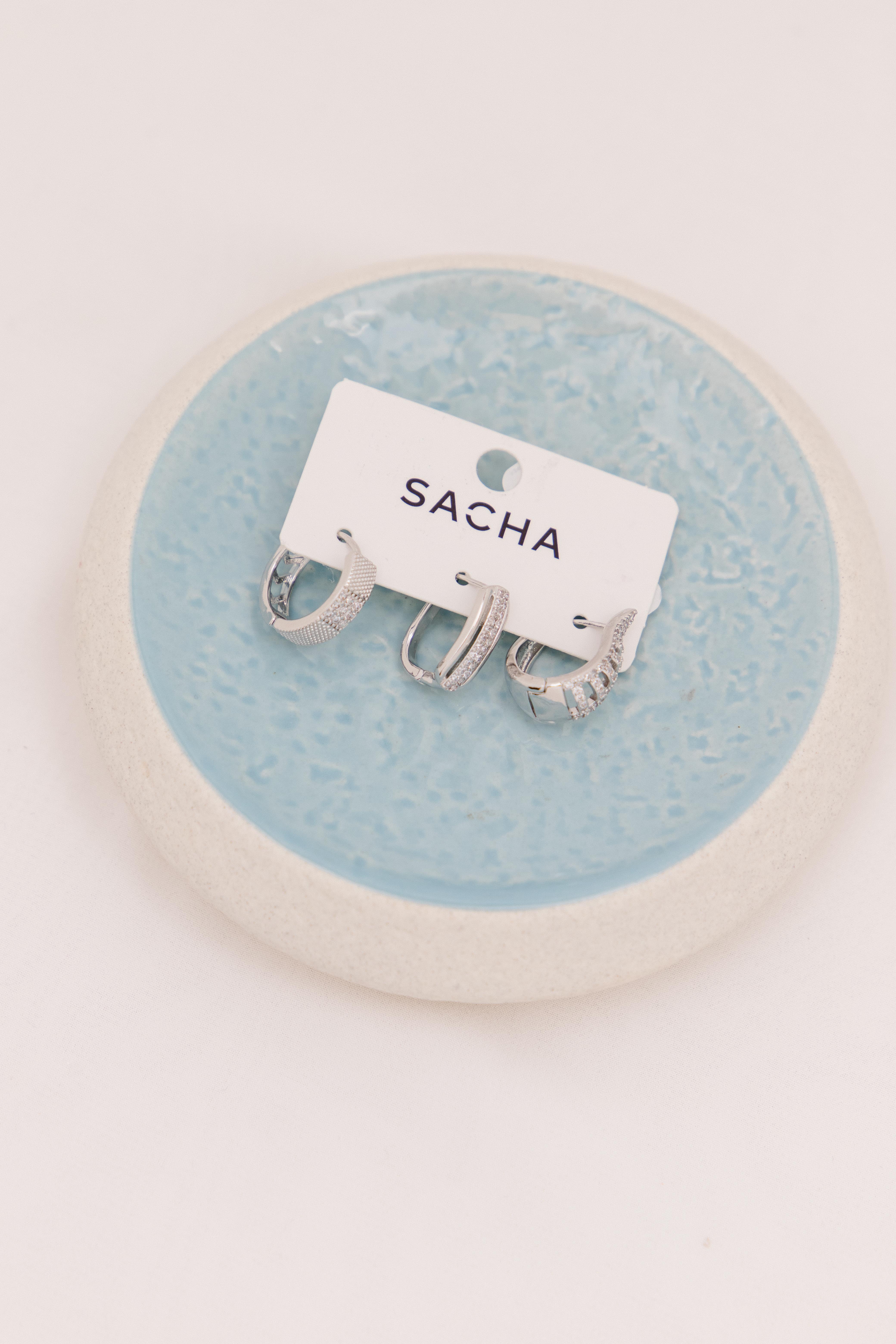 Zirkon Taşlı Gümüş Halka Set Küpe