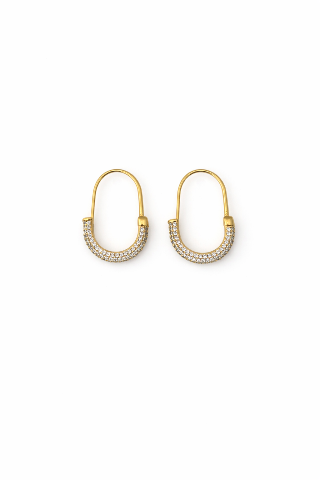 Zirkon Taşlı Oval Formlu Halka Küpe