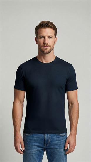 Lacivert Slimfit Tişört & Lacivert Pantolon 2li Kombin