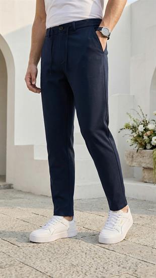 Lacivert ipli Kolay Ütülenebilir Easy Iron Jogger Erkek Pantolon