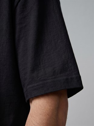 %100 Organik Pamuk Düz Oversize Siyah Erkek Tişört
