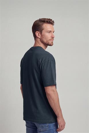 %100 Organik Pamuk Düz Oversize Füme Erkek Tişört