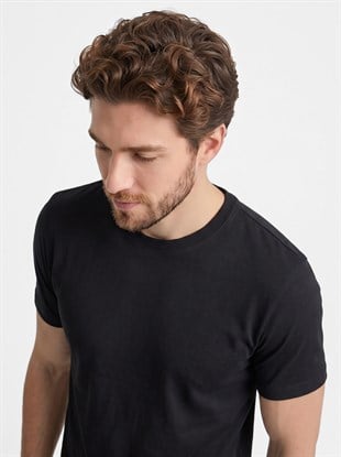 Premium %100 Likralı Organik Pamuk Basic Slimfit SiyahErkek Tişört