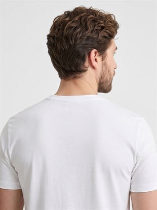 Premium %100 Likralı Organik Pamuk Basic Slimfit Beyaz Erkek Tişört