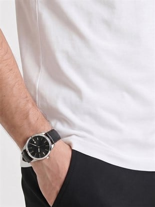Premium %100 Likralı Organik Pamuk Basic Slimfit Beyaz Erkek Tişört