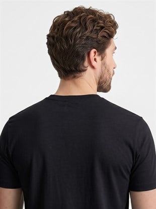 Premium %100 Likralı Organik Pamuk Basic Slimfit SiyahErkek Tişört