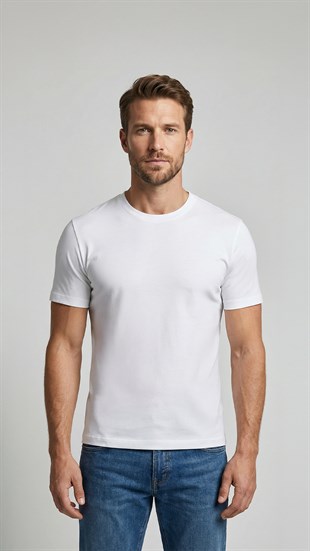 Premium %100 Organik Pamuk 2li Beyaz-Siyah Basic Slimfit Erkek Tişört