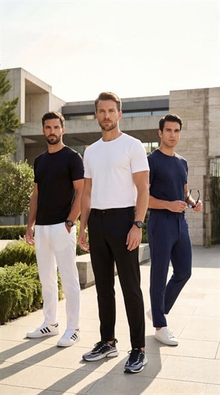 Premium %100 Organik Pamuk 3li Beyaz - Siyah - Lacivert Basic Slimfit Erkek Tişört