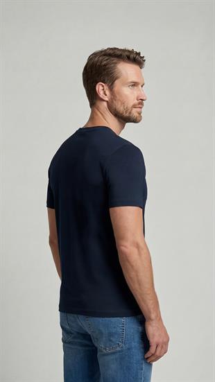 Premium  %100 Organik Pamuk Basic Slimfit Lacivert Erkek Tişört