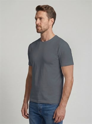 Premium  %100 Organik Pamuk Basic Slimfit Füme Erkek Tişört