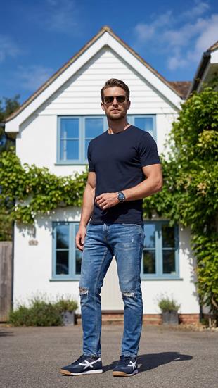 Premium  %100 Organik Pamuk Basic Slimfit Lacivert Erkek Tişört