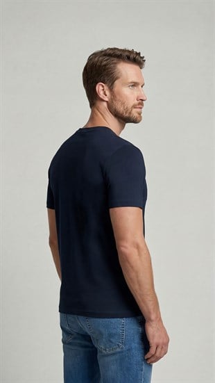 Premium %100 Organik Pamuk 3li Beyaz - Siyah - Lacivert Basic Slimfit Erkek Tişört
