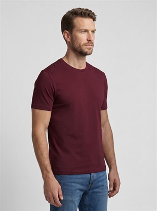 Premium  %100 Organik Pamuk Basic Slimfit Bordo Erkek Tişört