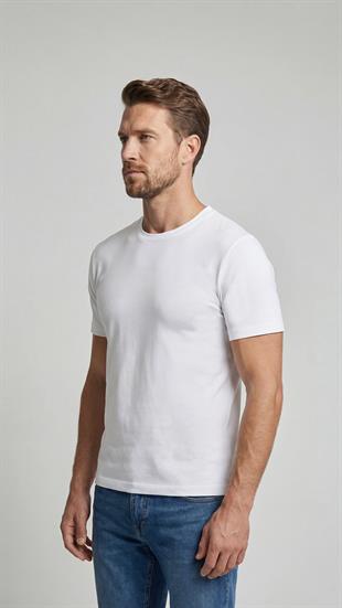 Premium  %100 Organik Pamuk Basic Slimfit Beyaz Erkek Tişört