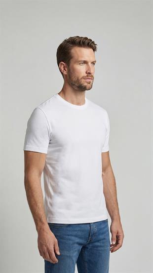 Premium  %100 Organik Pamuk Basic Slimfit Beyaz Erkek Tişört