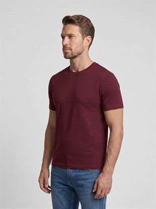 Premium  %100 Organik Pamuk Basic Slimfit Bordo Erkek Tişört