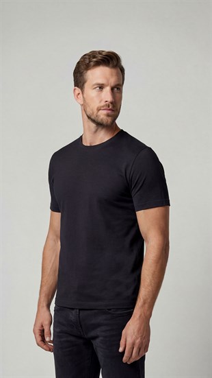 Premium %100 Organik Pamuk 3li Beyaz - Siyah - Lacivert Basic Slimfit Erkek Tişört