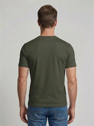 Premium %100 Organik Pamuk Basic Slimfit Haki Erkek Tişört
