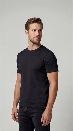 Premium  %100 Organik Pamuk Basic Slimfit Siyah Erkek Tişört