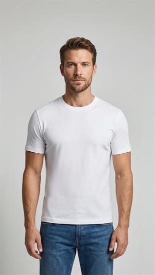 Premium  %100 Organik Pamuk Basic Slimfit Beyaz Erkek Tişört