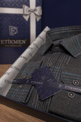 Açık Siyah Yeşil Çizgili Slimfit Oduncu Erkek Gömlek