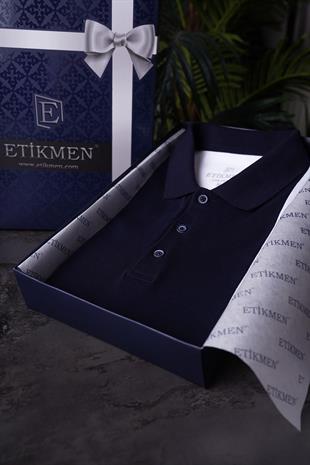 Beyaz Lacivert Çift Renkli Erkek Polo Yaka Tişört