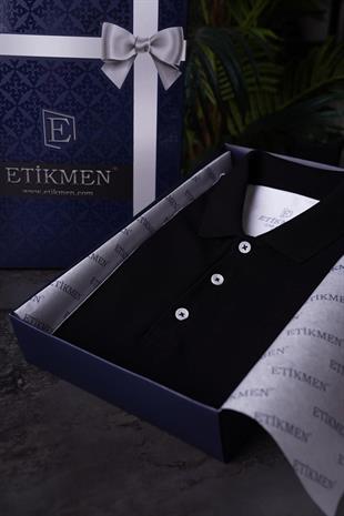 Beyaz Siyah Çift Renkli Erkek Polo Yaka Tişört