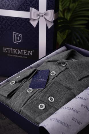 Füme Düz Oversize Oduncu Erkek Gömlek
