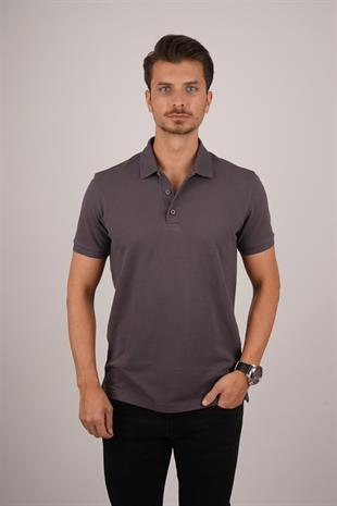 Füme Yaka Desenli Erkek Polo Yaka Tişört