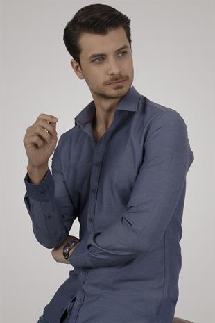 Kraliyet Mavisi Slimfit Erkek Gömlek