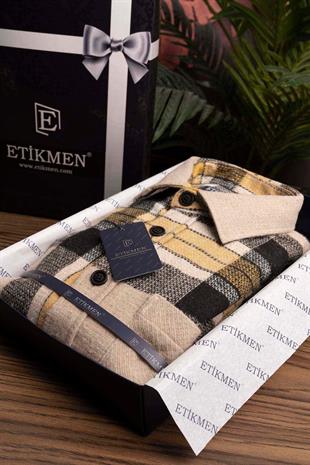 Sarı Siyah Geçişli Oversize Oduncu Erkek Gömlek