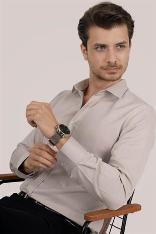 Sütlü Kahve Slimfit Erkek Gömlek